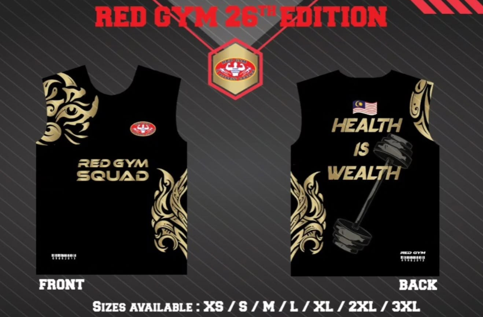 Red Gym Squad jersey — Health is Wealth